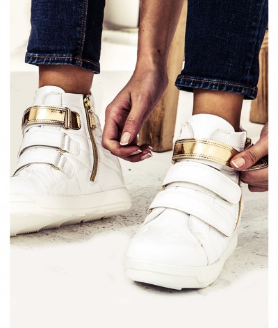 beyaz altın sneaker ayakkabı