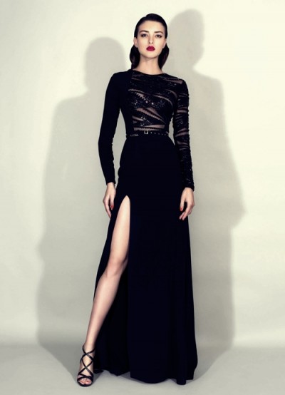 zuhair murad siyah derin yırtmaçlı elbise