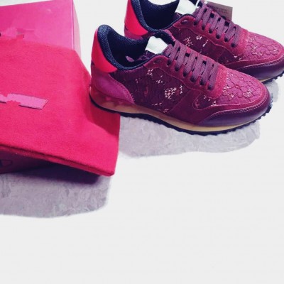 kırmızı dantel zımba sneakers valentino spor ayakkabı