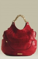 kırmızı deri zincir askılı kol çantası versace