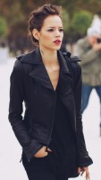 siyah kadın deri ceket siyah kazak