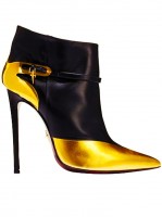 siyah sarı topuklu kısa bot modeli