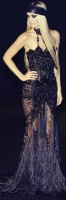 siyah uzun taş işlemeli abiye elbise gece elbisesi versace
