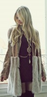 uzun kahve krem kürk ceket kadın elbise